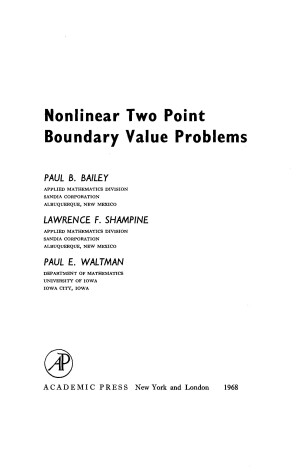 Cover of Nonlinear Two Point Boundary Value Problems