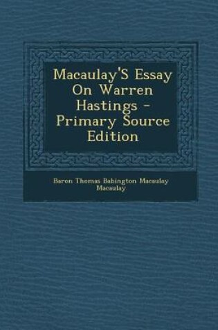 Cover of Macaulay's Essay on Warren Hastings