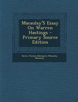 Book cover for Macaulay's Essay on Warren Hastings