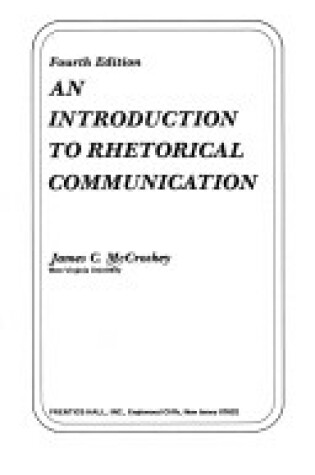 Cover of Introduction to Rhetorical Communication