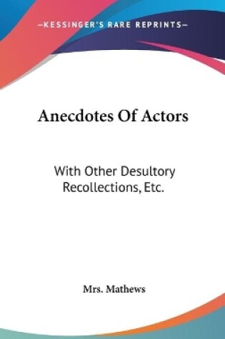 Cover of Anecdotes Of Actors