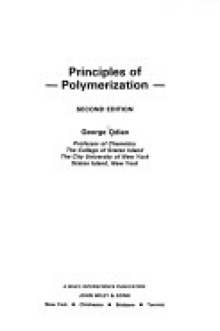 Cover of Principles of Polymerization