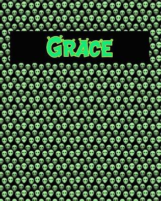 Book cover for 120 Page Handwriting Practice Book with Green Alien Cover Grace