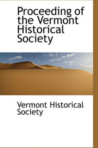 Cover of Proceeding of the Vermont Historical Society