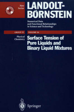 Cover of Surface Tension of Pure Liquids and Binary Liquid Mixtures