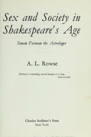 Cover of Sex and Society in Shakespeare's Age