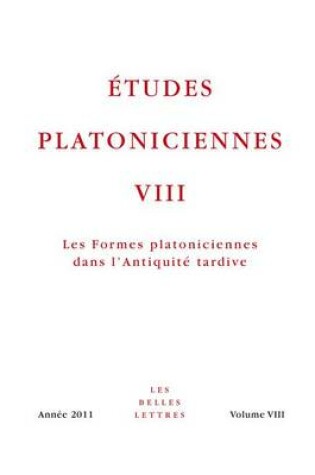 Cover of Etudes Platoniciennes VIII
