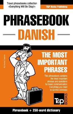 Book cover for English-Danish phrasebook and 250-word mini dictionary