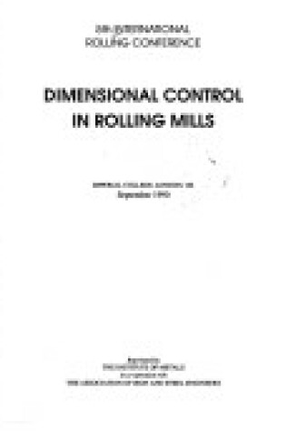 Cover of Dimensional Control of Rolling Mills