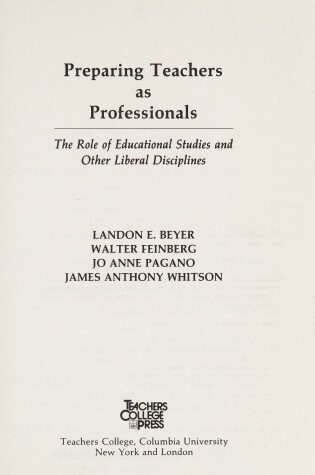Cover of Preparing Teachers as Professionals