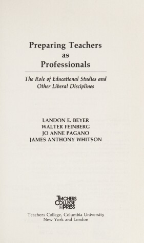 Book cover for Preparing Teachers as Professionals