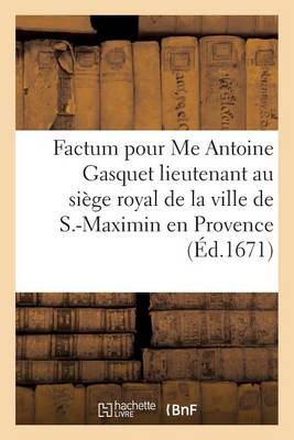 Cover of Factum Pour Me Antoine Gasquet