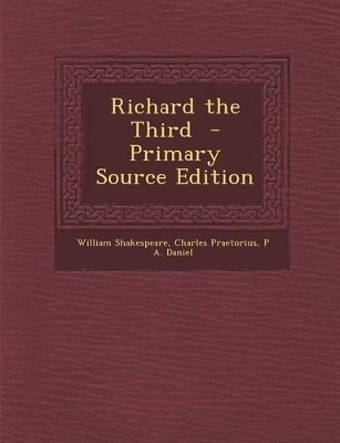 Book cover for Richard the Third - Primary Source Edition