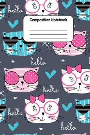 Cover of Composition Notebook - Cats with Glasses (Pink and Blue)