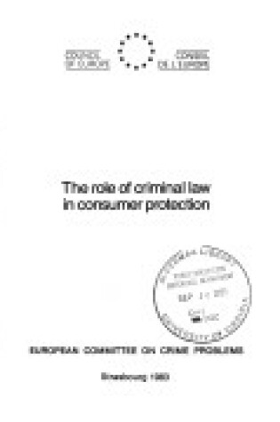 Cover of Role of Criminal Law in Consumer Protection