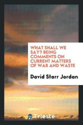 Cover of What Shall We Say? Being Comments on Current Matters of War and Waste