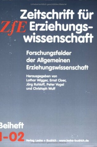 Cover of Forschungsfelder Der Allgemeinen Erziehungswissenschaft