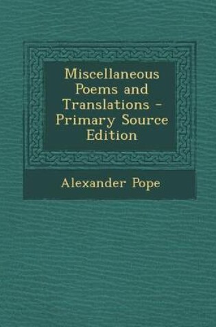 Cover of Miscellaneous Poems and Translations