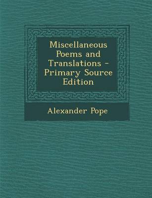 Book cover for Miscellaneous Poems and Translations