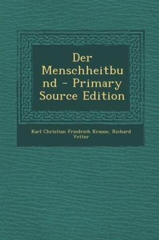 Cover of Der Menschheitbund - Primary Source Edition