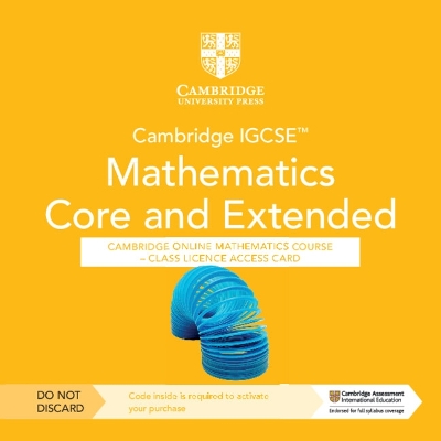 Book cover for Cambridge IGCSE™ Mathematics Core and Extended Cambridge Online Mathematics Course - Class Licence Access Card (1 Year Access)