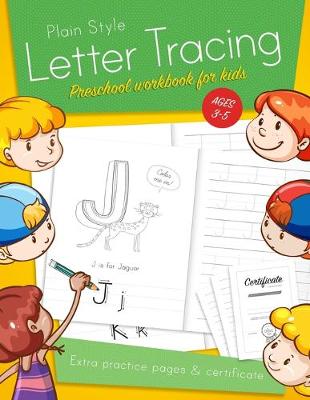 Book cover for Letter Tracing Preschool workbook for kids ages 3-5