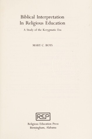 Cover of Biblical Interpretation in Religious Education