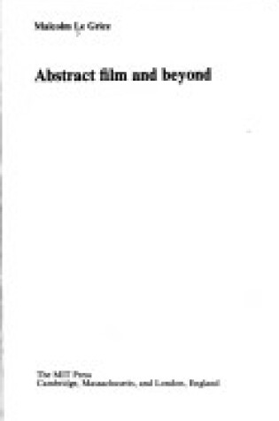 Cover of Le Grice: Abstract Film & beyond (Clot