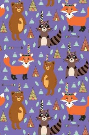 Cover of Bullet Journal Notebook Cute Tribal Raccoons, Foxes, and Bears Pattern 5