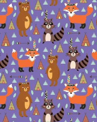 Book cover for Bullet Journal Notebook Cute Tribal Raccoons, Foxes, and Bears Pattern 5