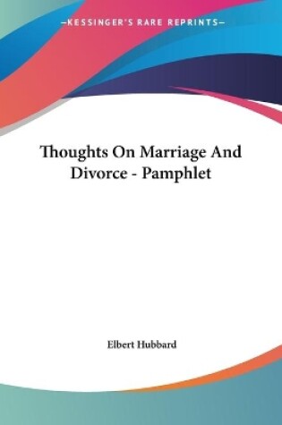 Cover of Thoughts On Marriage And Divorce - Pamphlet