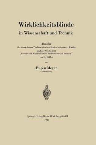 Cover of Wirklichkeitsblinde in Wissenschaft Und Technik