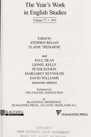Cover of The Year's Work in English Studies, 1991