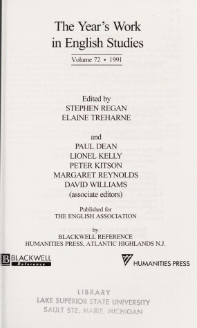 Cover of The Year's Work in English Studies, 1991