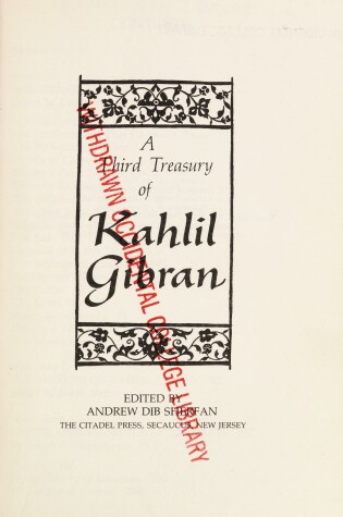 Cover of A Third Treasury of Kahlil Gibran