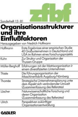 Cover of Organisationsstrukturen und ihre Einflußfaktoren