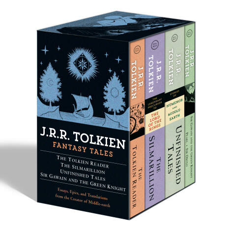 Book cover for Tolkien Fantasy Tales Box Set (The Tolkien Reader, The Silmarillion, Unfinished Tales, Sir Gawain and the Green Knight)