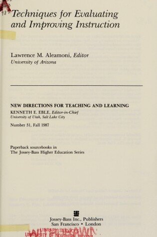 Cover of Techniques Evaluate Improve Instruct 31