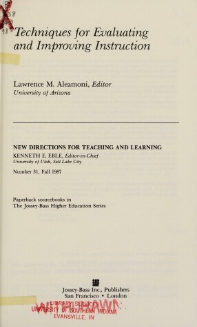 Book cover for Techniques Evaluate Improve Instruct 31