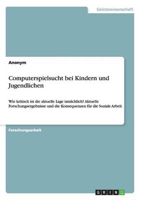 Book cover for Computerspielsucht Bei Kindern Und Jugendlichen