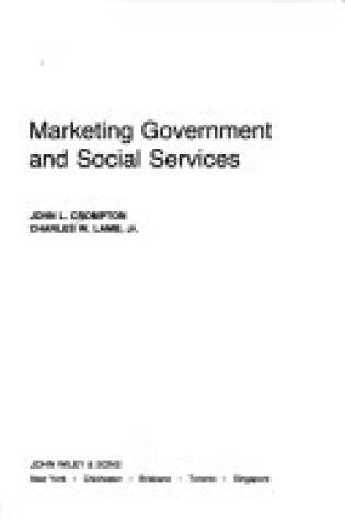 Cover of Marketing Government and Social Services