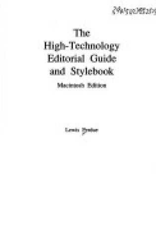 Cover of High Technology Editorial Guide and Stylebook