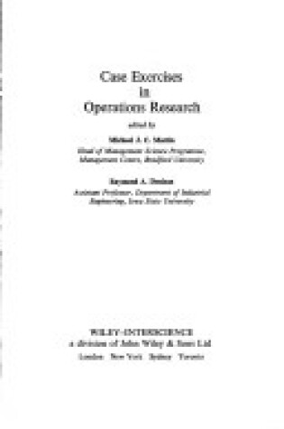 Cover of Case Exercises in Operations Research