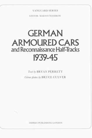 Cover of German Armoured Cars and Reconnaissance Half Tracks, 1939-45