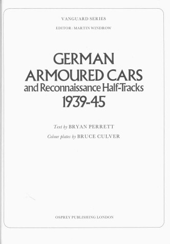 Book cover for German Armoured Cars and Reconnaissance Half Tracks, 1939-45
