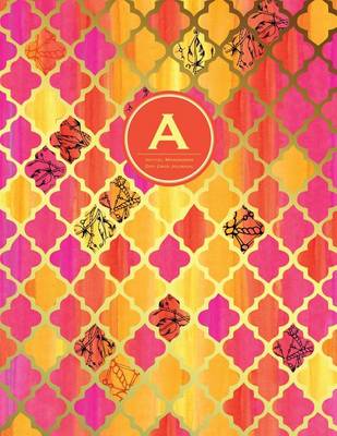 Book cover for A - Initial Monogram Journal - Dot Grid, Moroccan Orange Pink