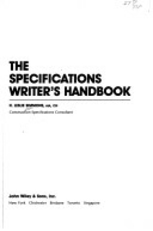 Cover of The Specifications Writer's Handbook