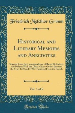 Cover of Historical and Literary Memoirs and Anecdotes, Vol. 1 of 2