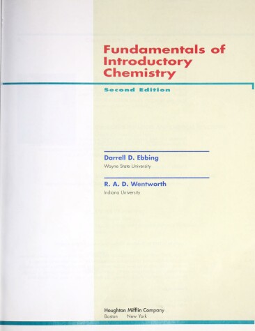 Book cover for Fundamental Introduction to Chemistry