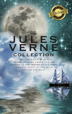 Book cover for The Jules Verne Collection (5 Books in 1) Around the World in 80 Days, 20,000 Leagues Under the Sea, Journey to the Center of the Earth, From the Earth to the Moon, Around the Moon (Deluxe Library Edition)